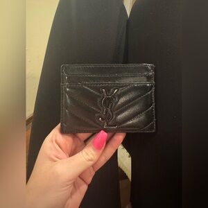 Saint Laurent Matelassé black leather card case